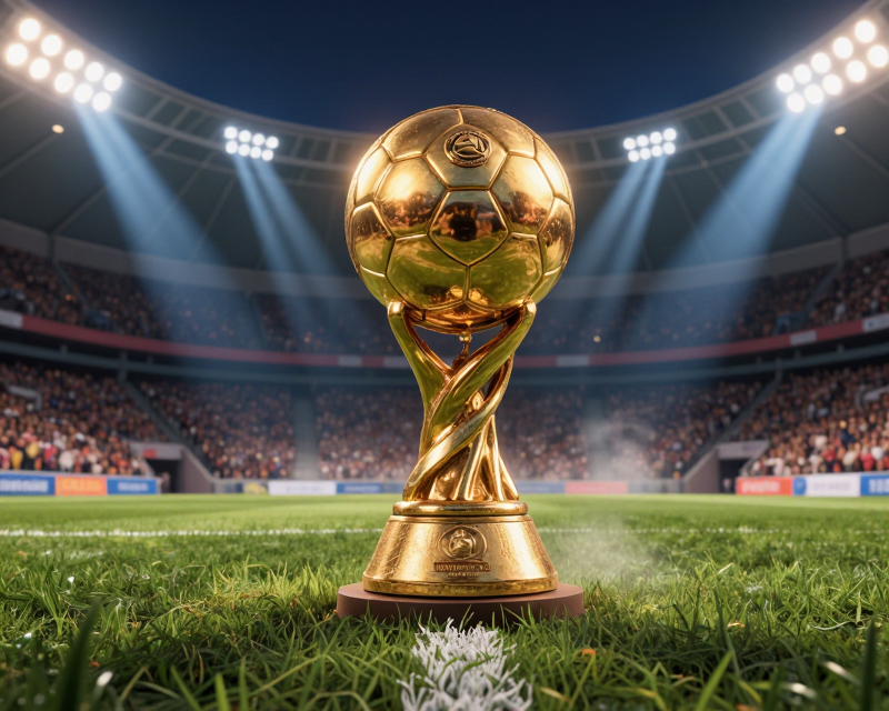 Golden Trophy in Stadium