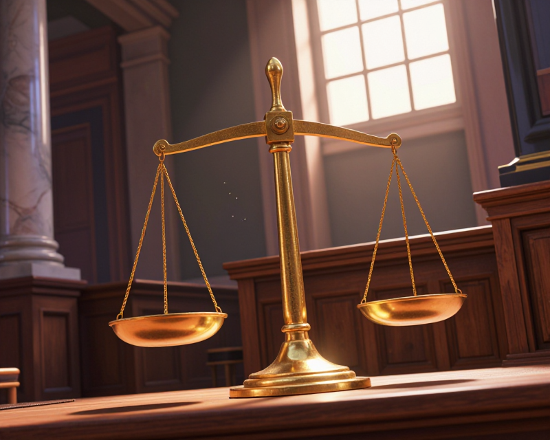 Scales of Justice in Courtroom