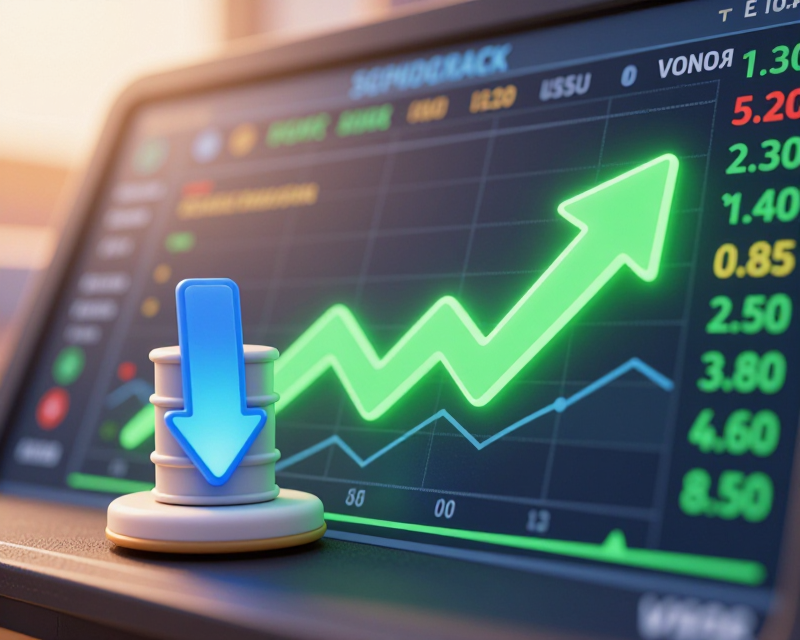 Stock market rising with oil price decrease theme