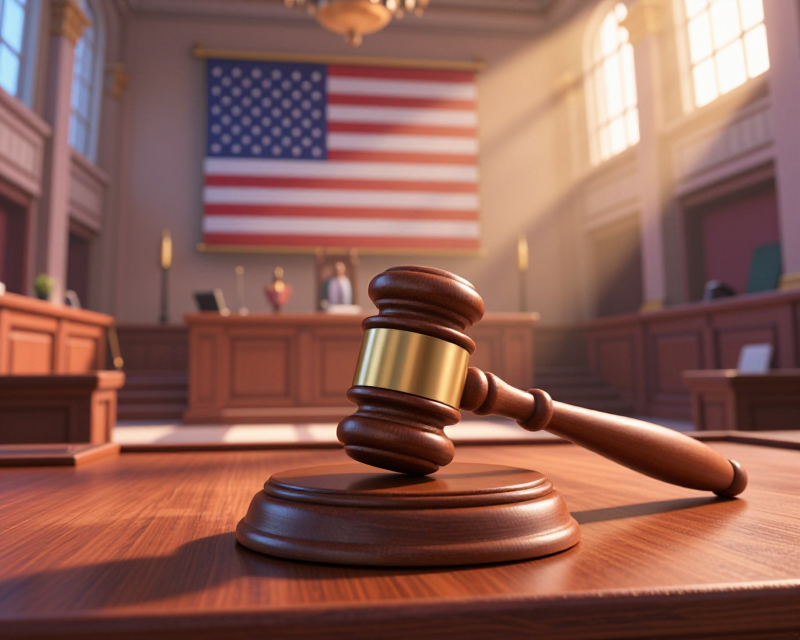 Symbolic US Courtroom Scene