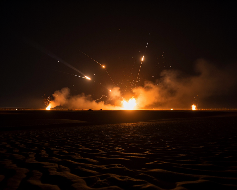 Cinematic Night Sky Over Desert Conflict